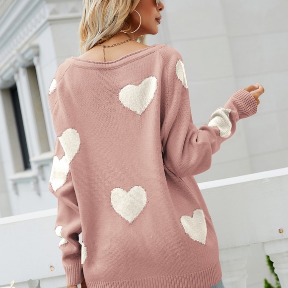 Boho Hearts Knit Oversized Sweater Top black - Picture 10 of 10